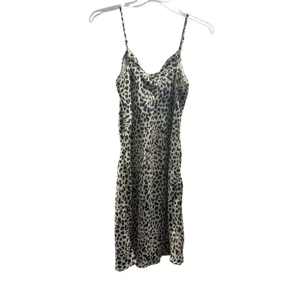 Krisa @ Revolve NWT‎ Cowel Neck Mini Strap Dress Leopard Print Size Medium